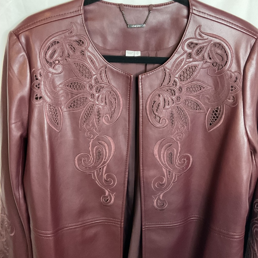 Chico's Maroon Faux Leather Jacket - Picture 5 of 7